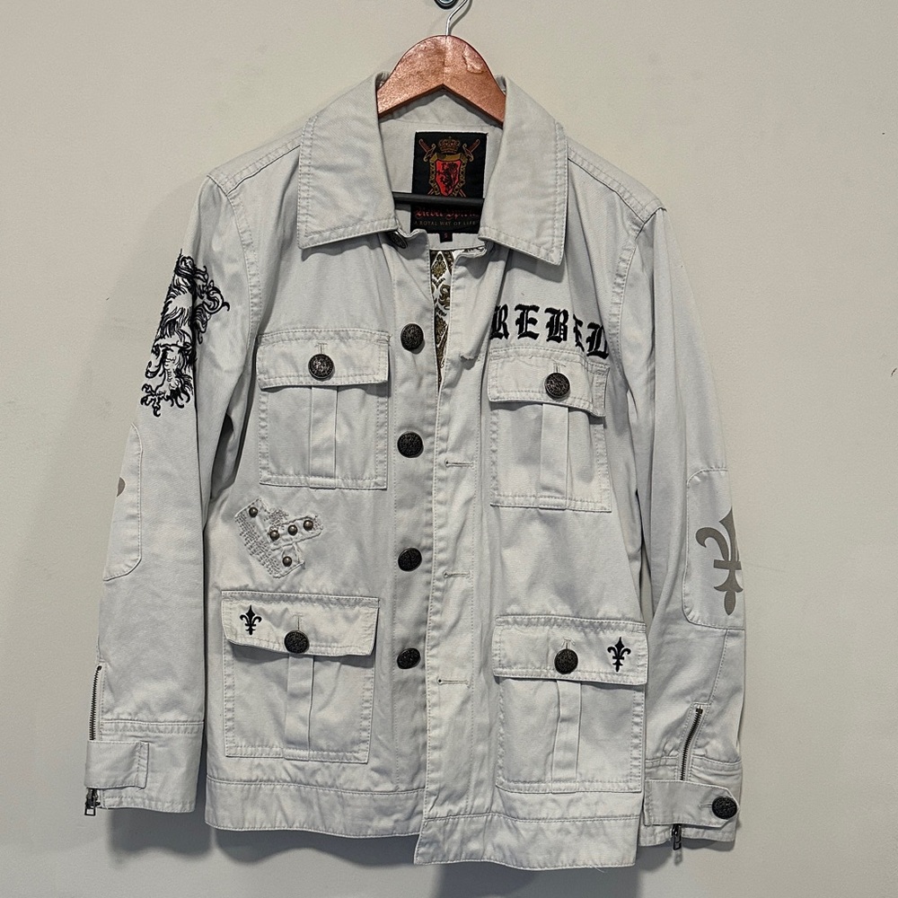 Men's Rebel Spirit Gray Embellished Jacket